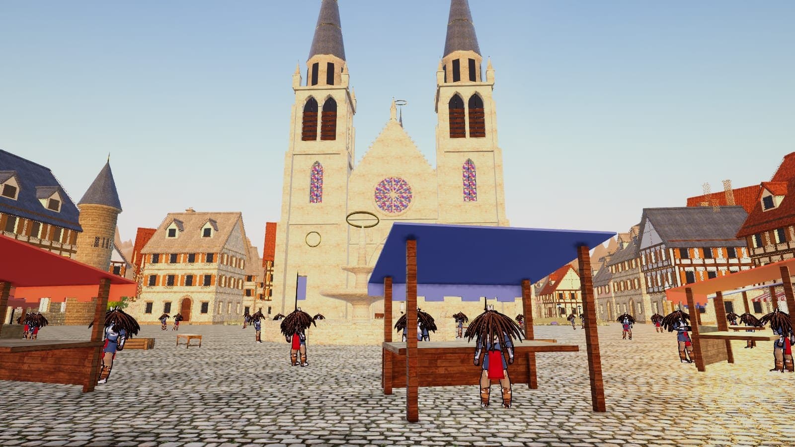 The cathedral plaza at sunset